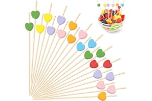 SRIZIAN 100 Pezzi 4.7 inch Stuzzicadenti Cocktail Cuore di San Valentino, Stecchini per Aperitivo Bastoncini per Cocktail bambù Cocktail per Frutta Cibo Aperitivo Decorazione Festa
