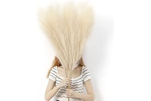 LinTimes Künstliches Pampasgras Deko-4 Stiele 43"/110cm ( Abnehmbar:1 Bund mit 4 Kleinen Pampasgras) Faux Trockenblumen Deko Boho für Wohnzimmer-Schlafzimmer-Hochzeit und Vasen Deko (Beige)