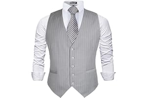 Alizeal Mens Pinstripe Business Suit Vest Formal Dress Tuxedo Waistcoat