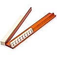 Yellow Mountain Imports 18-Inch Dark Pine Wooden Mahjong Game Racks with Built-in Pushers - Set of 4