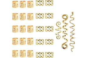 LONSVTTU Dreadlock Schmuck Haarspiralen Clips,28Pcs Haar Geflecht Ringe, Verstellbar Metall Cuffs Haar Dreadlocks Zubehör Manschetten Haarschmuck Set Haarspiralen Dreadlocks Für Männer Und Frauen (Gold)