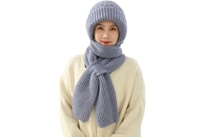 POCHY Bonnets Femme, Écharpe Coupe-vent avec Protection Auditive Intégrée, Écharpe Chaude 2 en 1, Bonnet Écharpe Coupe Vent Femme, Chapeau Hiver Femme, Bonnet Echarpe Femme, Chapeau de Protection D'oreille