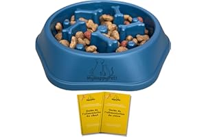 MYHAPPYPETS Gamelle Anti-Glouton pour Chien | Chat + E-Book Alimentation Offert Bol Alimentation Lente, Favorise Digestion, Anti-Vomissement, Antidérapant