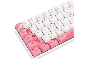 ‎SOLIDEE 104-Tasten PBT-Tastenkappen Fünfseitige Sublimation Keycaps Cover Set OEM-Profil mit 6,25 U Leertaste für mechanische Gaming-Tastatur von Cherry MX Switch (Sakura)