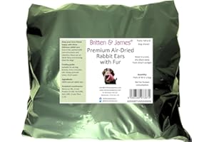 Britten and James 40 Airdried Rabbit Ears with Hair for Dogs. Natural Healthy and Tasty Dog Treat Chews in a bag. Refill bag for B09NYGM5G9