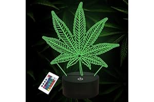 FULLOSUN 3D Night Light, Leaf Illusion Lamp with Remote Control 16 Colors Changing Table Desk Bedroom Decor Optical Home Room Store Decoration