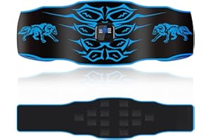 WAJIU EMS Muscle Stimulator, Washable & USB Rechargeable Abs Trainer, 8 Modes 30 Levels, Soft & Skin-Friendly Toning Belt with 14 Pads, Portable Fitness Abs Muscle Stimulator for Men & Women, Home Office