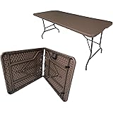 eacommerce Tavolo Pieghevole Richiudibile per Feste Sagre Fiere Giardino Campeggio Camping (180x75x72 cm, Marrone)