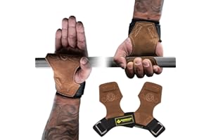 M MANUEKLEAR MANUEKLEAR Gewichtheben-Handgelenkbänder mit gepolsterter Handgelenkschlaufe, Leder-Gewichtheben, Handgelenkriemen für Kreuzheben, Powerlifting, Profi Lifting Straps für Frauen (Brown)