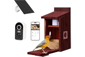 HLMNAKE Bird House with 5MP Camera, Nesting Box for Outdoors, 2.4G WiFi & App Notification, Watch Nesting and Hatching, Automatic Recording of Bird Videos & Motion Detection, Solar Powered