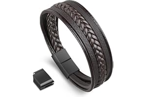 flintronic Pulsera Hombre, 6 Piezas Personalidad Retro Tejida Pulsera de Traje de Cuero Multicapa, Pulseras Retro, Moda Pulsera de Cuero Brazalete Trenzado Roccia Punk, Ajustable