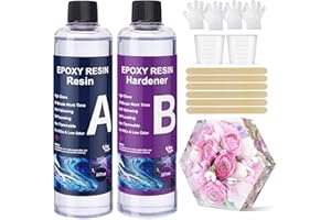 FANKOO Epoxidharz mit Härter, Epoxidharz Set Anfänger, 1: 1 Verhältnis Profi Qualität Glasklar Geruchsarm Epoxidharz Kleber für Holz, Handwerk, Schmuckherstellung, Flusstische Harz (16oz-B)