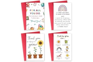 VivaJoy Thank You Cards Set - Teacher Gifts, 4 Styles Designs Thank You Cards for Women Teachers, Teacher Appreciation Gifts From Students, Gifts for Teachers Birthday