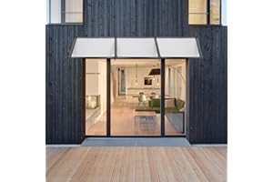 The Fellie Door Canopy Awning Window Door Canopies Outdoor Rain Shelter Cover with Polycarbonate Board for UV Water Rain Resist, Black(270 x 90cm)