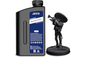JAYO 3D Drucker Harz 1KG, 405nm UV Standard Fast Curing Photopolymer Resin für 4K/6K/8K LCD DLP SLA 3D Drucker, Hohe Präzision, Geringe Schrumpfung, Schwarz 1000g