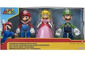 JAKKS PACIFIC Nintendo Super Mario 3er Pack Mushroom Kingdom Diorama Set, 10 cm