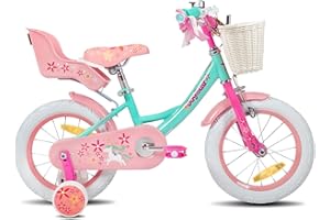 JOYSTAR Unicorn 12/14/16/18 Inch Girls Bike for 2-9 Years Old Kids, Gilrs Bike with Stabilisers& Doll Seat& Basket