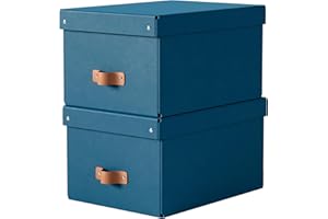 Leitz Puro Medium Storage Boxes with Lid – Set of 2 Durable Storage Box, Compatible with Cube Units & Shelves, 17L Stackable Organiser, Suitable for Home & Office (27 x 37 x 20cm, Ocean Blue)
