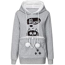 OUMSHBI Mädchen Hoodie - Kapuzenpullover Mit Katzenprint Und Tasche