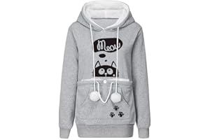 EMUKFD Pet Pouch Hoodie Small Pet Carrier Dog Cat Pouch Hoodie Sweatshirt Kangaroo Pocket Holder Cute Loose Fit Pullovers Animal Carrier Cat Pouch Hood Tops