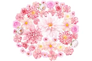 MOTONG Pack of 50 Artificial Flowers for Crafts Pink Artificial Flower Heads, Artificial Flowers Silk Flowers for Home Decor Bridal Bouquet Flowers Decoration Artificial Flowers Wedding Decoration