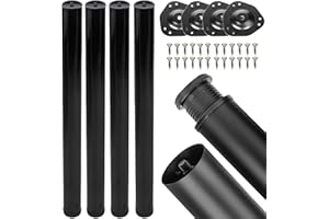 STOLMET 4X Tischbeine Höhenverstellbar Metall Schreibtischbeine 710 mm Schwarz