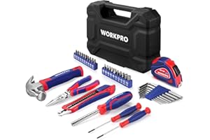 WORKPRO Set di Attrezzi 35 Pezzi, Cassetta Attrezzi Completa 35 in 1 con Coltello, Martello, Pinze, Cacciavite, Metro a Nastro, Chiave a Brugola, Perfetto per Tutti i Lavori a Casa e Ufficio
