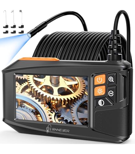 VALUEFIND France endoscopische camera, groothoek, 2 MP, 8 leds, verstelbaar, geïntegreerd display, 4,3 inch HD, om je industriële inspecties thuis of mechanisch uit te voeren