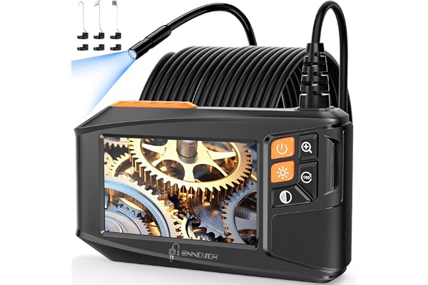 Ennovor Camera Endoscopique 10M avec Écran et Lumière, 1920P HD Camera Inspection Canalisation Industrielle, Écran IPS 4,3 Pouces et 8 LED Réglables, No App No WiFi Caméra Câble Semi-Rigide (33FT)