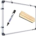 GOSHU White Board 2 feet x3 feet Double Sided Teaching Boards Both Side 2x3 ft. Writing Boards, One Side WhiteBoard & Reverse Side Chalkboard Surface with Whiteboard Marker and Wooden Duster