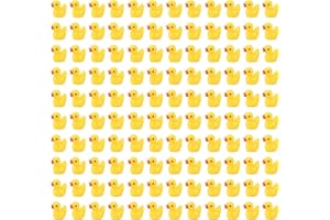 FIHODONE 120 sztuk mini kaczek żółtych z 1 pudełkiem, małe kaczki z żywicy, dekoracje do miniaturowego ogrodu, mini figurki do akwarium, miniaturowego ogrodu, akcesoria do domku dla lalek, kaczuszki