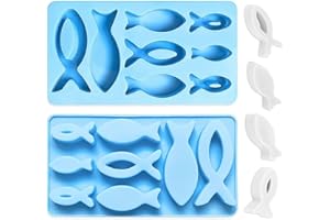 Tuofang 2 Stück Silikonform Fisch mit 16 Gittern, Silikonform Fische, 3D Silikonform Gießform Fische, für Schokolade Seife Kuchen Eis, Seifenformen