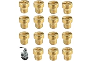 ICYWINK Jet Principal de Carburateur, 15 Pièces Gicleur Principal de M6, #60 - #130 Gicleurs Principaux,12 et 17.5mm Taille,Remplacement pour Carburateur Dellorto VHBT PHBG