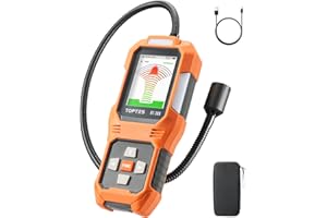 TOPTES RT-389 Wiederaufladbarer Kältemittel-Leckdetektor, Freon-Leckdetektor mit 3 Empfindlichkeitsmodi und 3 Alarmtypen, für FCKWs, HFCKWs, HFKWs, HFOs und KW für Auto, Zuhause und Industrie – Orange