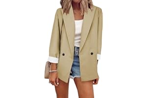 YMING Femmes Chic OL Affaires Blazer Manches Longues Boutons Manteau Affaires Couleur Unie Cardigan