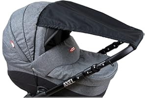 BABYLUX Sonnenschutz UV Rollo Schütz SONNENSEGEL Sonnendach für Kinderwagen Buggy (Schwarz)
