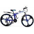 ROAD FASTARS X6 Foldable MTB Bicycle (21-Speed) | Dual Suspension, Dual Disc Brakes | Mountain Bike for Men & Boys | Ideal for Ages 15+ | Blue-White Unisex Gear Cycle for City & Off-Road Adventures