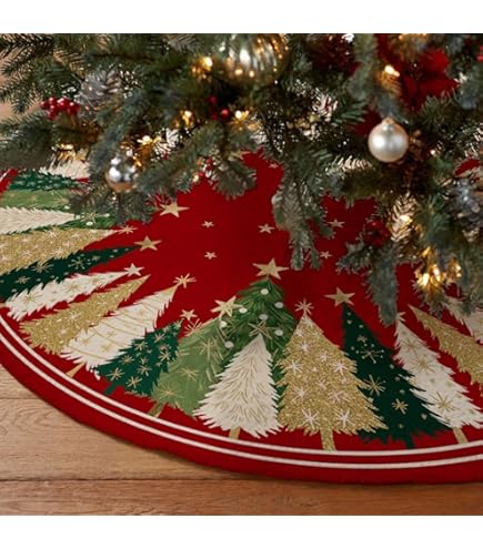 90cm Couvre-Pied De Sapin Christmas Tree Skirt Jupe De Sapin De Noel Ronde Traditionnelle Avec Motif Pere Noel Tapis Decorations Darbre Pour Decorations De Maison 90681012