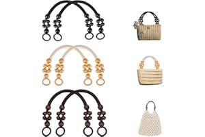 Poignées de Sac en Bois Perlé Gloryit 6 Pcs Poignées de Sac en Bois Perlé, Poignées de Sac Perlées en Bois,Pour la Fabrication de Sacs à Main, Fabrication de Portefeuilles, Changement de Poignée