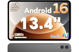 TECLAST 13,4 tum 120 Hz skärm Android 16 spelsurfplattor, , 48 GB RAM 128 GB ROM ( TF), Widevine L1/13MP/GPS, Gemini AI med USBC-anslutning för streaming