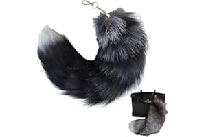 tintoke Fox Tail, Fox Tail Pendant, Approx. 40 cm, Fur Tail Keychain, Car Key Chains, Pendant, Soft, Fluffy, Dense Decoration