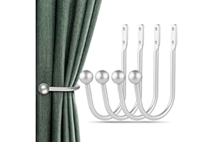 OUMAIFENG 4PCS Metal Curtain Tie Backs, Black Curtain Holdbacks Curtain Tie Backs Hooks, Tie Backs Hooks For Curtains, Curtain Tiebacks Curtain Holder Curtain Hooks For Tie Backs With Screws (Red)