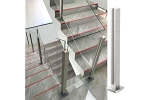 CVTER Palo per Ringhiera in Vetro Topless - 80cm di Montanti per Balaustra in Vetro Argentato in Acciaio Inossidabile per Terrazzo, Gradini, Balcone, Piscina, Giardino, Scale Del Patio