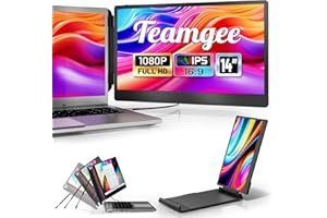 Teamgee Monitor Portatile - Secondo Schermo Full HD da 14'' per Laptop - Estensore dello Schermo del Laptop per Mac Windows Chrome da 13,3'' a 17'' - USB-C e HDMI