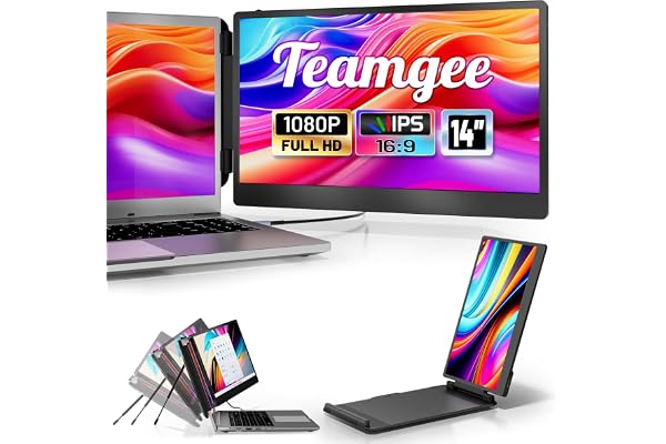 Teamgee Moniteur Portable- Deuxième écran 14'' Full HD pour Ordinateur Portable - Extension d'écran pour Ordinateur Portable 13.3''-17'' Mac Windows Chrome - USB-C & HDMI