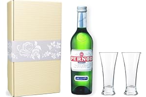 GENERISCH Pernod Pastis 40% 0,7l Set mit 2 Pastis Gläsern in Geschenkkarton (Farbe: Creme)