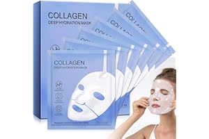 HUALIJIA Maschera Collagene Viso Confezione da 6, Collagene Mask per Donne, Maschera Anti-Rughe al Collagene Profondo per Tutti i Tipi di Pelle, Riduzione dei Pori, Miglioramento dell'Elasticità