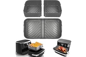 HIVIO AF500UK Silikon-Luftfritteusen-Einlagen für Ninja Flexi Schubladen-Luftfritteuse, Zubehör, wiederverwendbar, große Luftfritteusen-Einsätze, 1 x 10,4 l und 2 x 5,2 l (3 Packungen, grau)