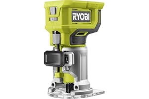 Ryobi RTR18-0, Rifilatore a Batteria 18V One+, Fresatrice per Legno con Luce LED e Accessori Inclusi, 20,000-30,000 giri/min, Regolazione della Profondità di Lavoro, Batteria non Inclusa