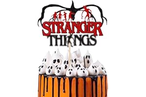 SYKYCTCY 1 Pack Stranger Happy Birthday Cake Topper Assembled Glitter TV Program Inspired Cake Pick Stranger Happy Birthday Theme Cake Decorations Children Boys Girls Birthday Party Supplies